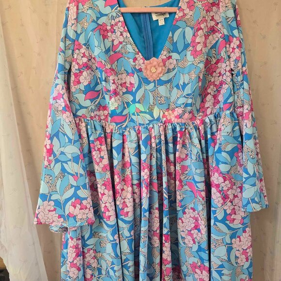 NWT Blue and Pink 60s Babydoll Spring Dress - Picture 2 of 7